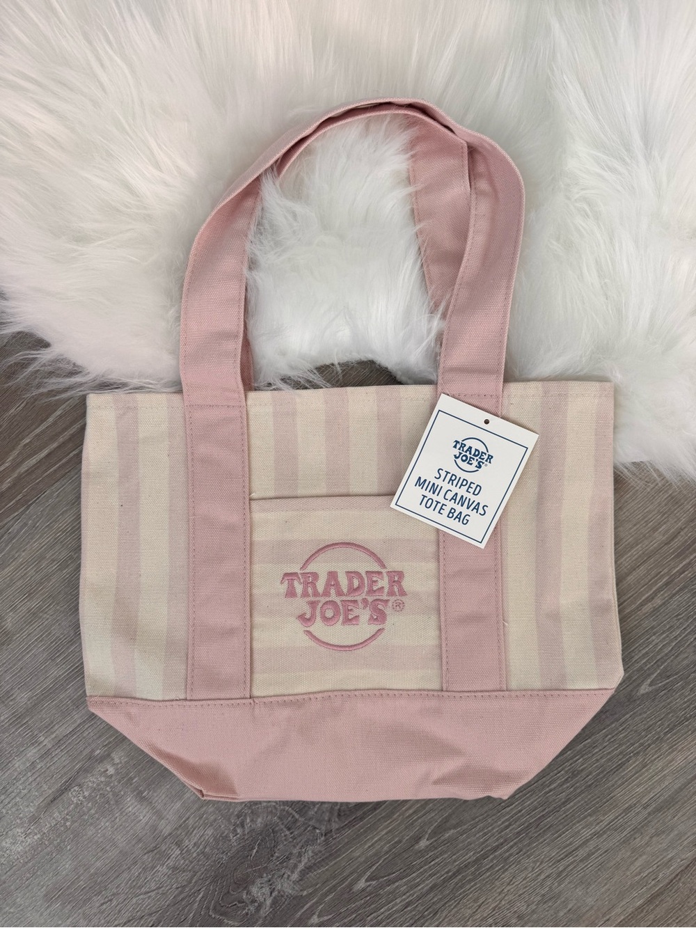 💞Limited Edition Trader Joe’s Mini Tote Bag - Light Pink Striped Summer 2026 - Picture 5 of 5
